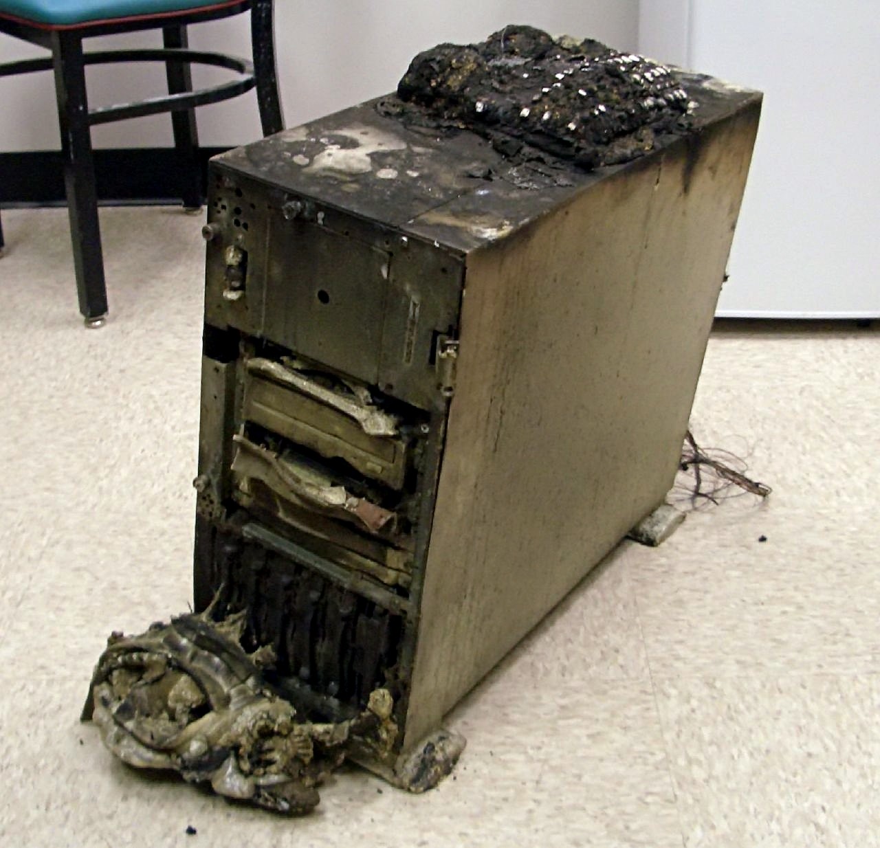 Server fire damage